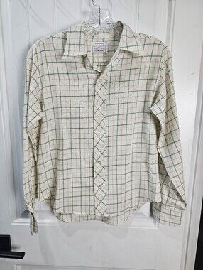 Vintage 50's Country Cousins Button Down Pointed Collared Plaid LS Shirt Sz 13